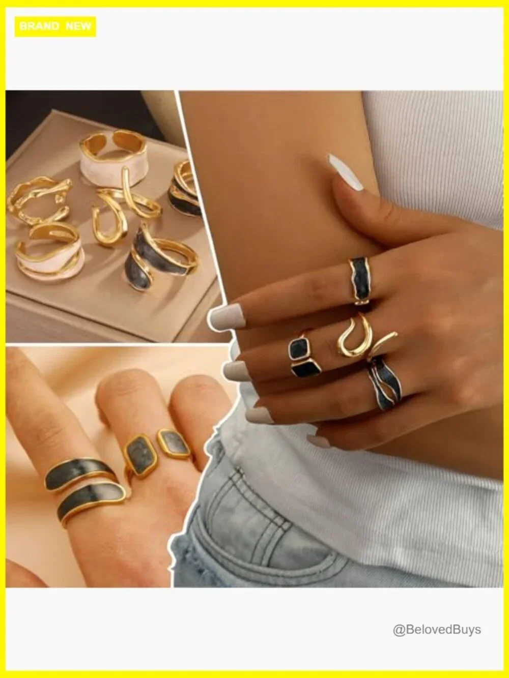 Dainty Stackable Rings Set for Women, 16-Piece, Adjustable Open Design, Trendy
